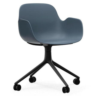Normann Copenhagen Form polypropylene swivel armchair with 4 wheels, black aluminium legs - Buy now on ShopDecor - Discover the best products by NORMANN COPENHAGEN design