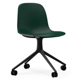 Normann Copenhagen Form polypropylene swivel chair with 4 wheels, black aluminium legs Normann Copenhagen Form Green - Buy now on ShopDecor - Discover the best products by NORMANN COPENHAGEN design