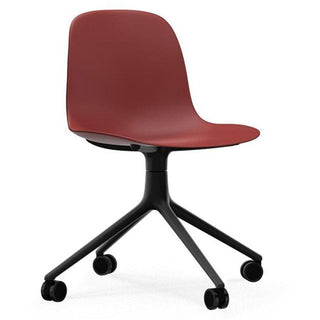 Normann Copenhagen Form polypropylene swivel chair with 4 wheels, black aluminium legs Normann Copenhagen Form Red - Buy now on ShopDecor - Discover the best products by NORMANN COPENHAGEN design