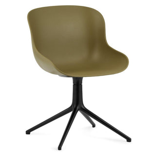 Normann Copenhagen Hyg polypropylene swivel chair with 4 black aluminium legs Normann Copenhagen Hyg Olive - Buy now on ShopDecor - Discover the best products by NORMANN COPENHAGEN design