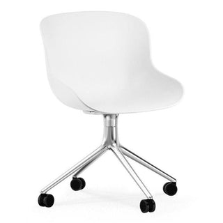 Normann Copenhagen Hyg polypropylene swivel chair with 4 wheels, aluminium legs Normann Copenhagen Hyg White - Buy now on ShopDecor - Discover the best products by NORMANN COPENHAGEN design